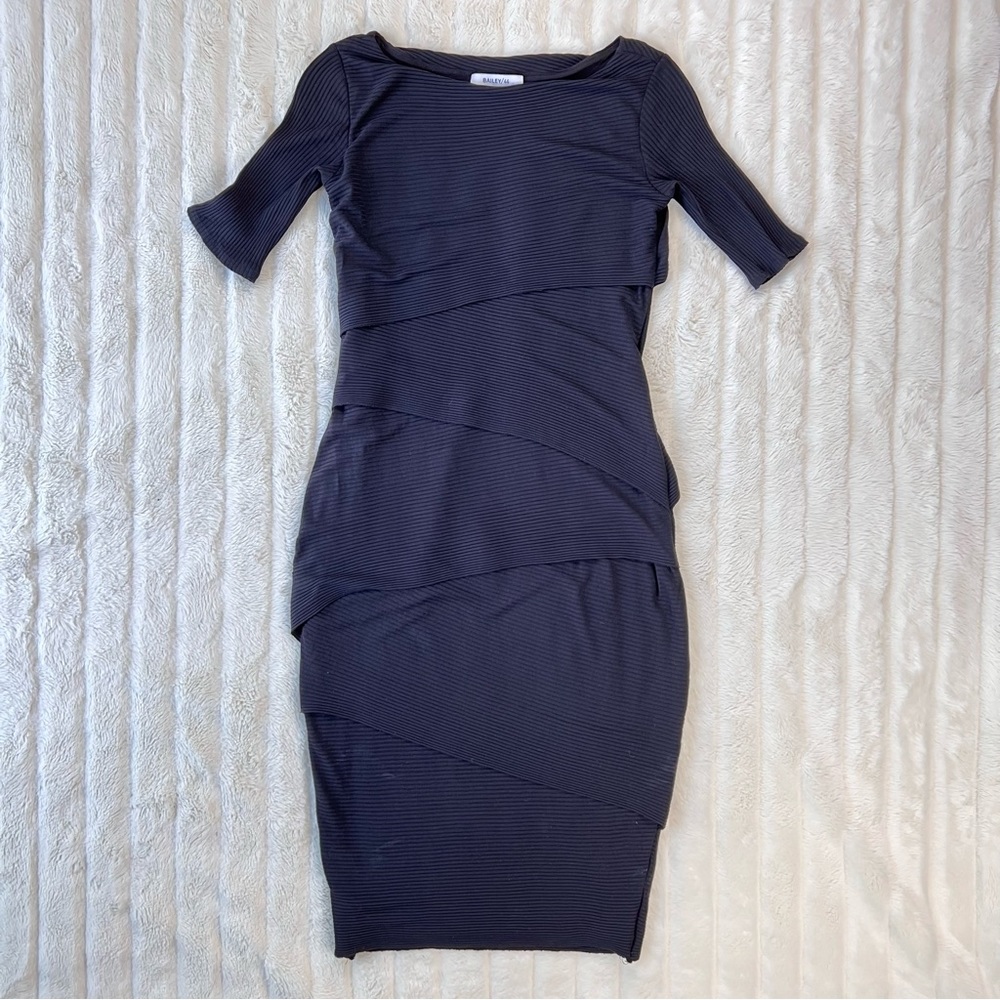 Bailey 44 Solid Black Ribbed Stretch Knit Column … - image 5